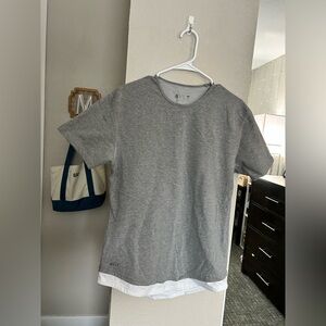 Bylt Men’s Drop Cut Dual Layer T Shirt Gray/White Fits Like a Large